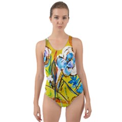 Dscf1422 - country flowers in the yard Cut-Out Back One Piece Swimsuit