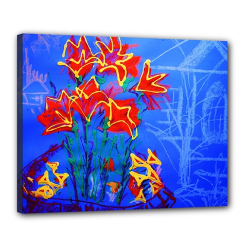 Dscf1433 - Red Lillies Canvas 20  X 16  by bestdesignintheworld