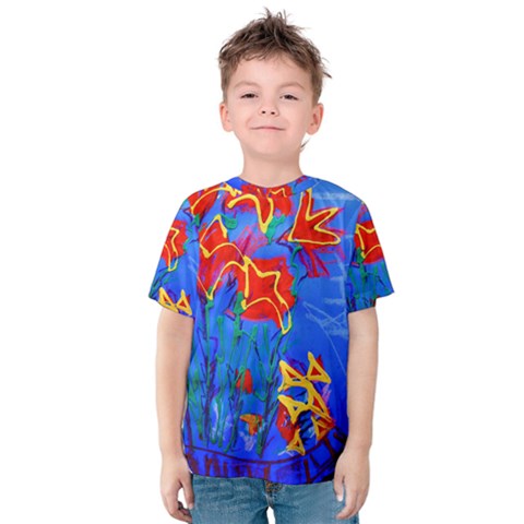 Dscf1433 - Red Lillies Kids  Cotton Tee by bestdesignintheworld