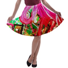 Dscf2035 - Flamingo On A Chad Lake A-line Skater Skirt