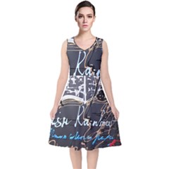 Dscf1638 - Written Poems V-neck Midi Sleeveless Dress  by bestdesignintheworld