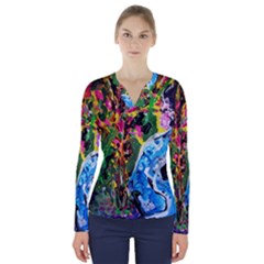 Dscf1611 - lady in kimono and tulip tree V-Neck Long Sleeve Top