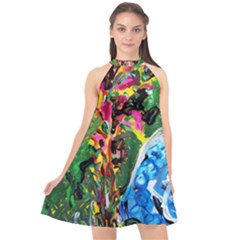 Dscf1611 - lady in kimono and tulip tree Halter Neckline Chiffon Dress 