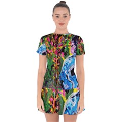 Dscf1611 - lady in kimono and tulip tree Drop Hem Mini Chiffon Dress