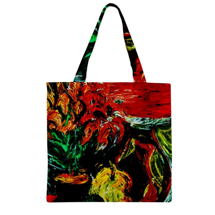 Pumpkins, Lamp And Tiger Lillies Zipper Grocery Tote Bag