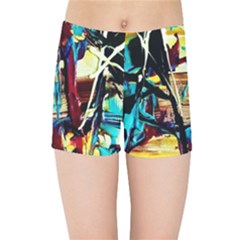 Dance Of Oil Towers 4 Kids Sports Shorts by bestdesignintheworld