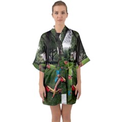 19688418 10155446220129417 1027902896 O - walking with daughter and dog Quarter Sleeve Kimono Robe