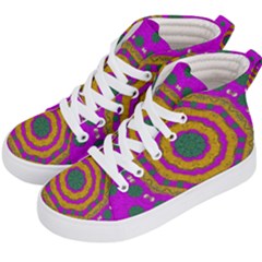 Peacock Flowers Ornate Decorative Happiness Kid s Hi-top Skate Sneakers by pepitasart