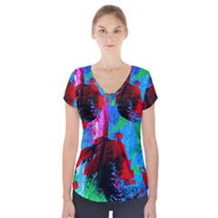 Humidity 7 Short Sleeve Front Detail Top by bestdesignintheworld