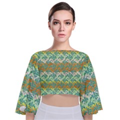 Colorful Tropical Print Pattern Tie Back Butterfly Sleeve Chiffon Top by dflcprints