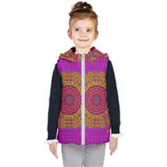 Summer Sun Shine In A Sunshine Mandala Kid s Hooded Puffer Vest by pepitasart