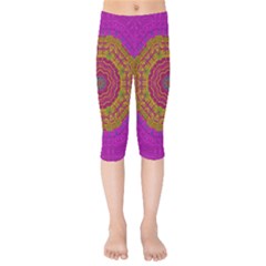 Summer Sun Shine In A Sunshine Mandala Kids  Capri Leggings  by pepitasart