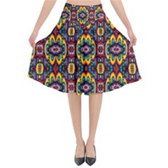 Artwork By Patrick-squares-5 Flared Midi Skirt by ArtworkByPatrick