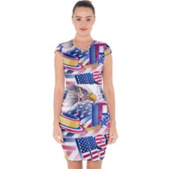 United States Of America Usa  Images Independence Day Capsleeve Drawstring Dress  by Sapixe