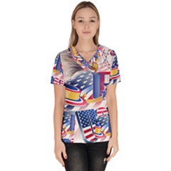 United States Of America Usa  Images Independence Day Scrub Top