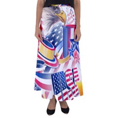 United States Of America Usa  Images Independence Day Flared Maxi Skirt