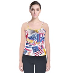 United States Of America Usa  Images Independence Day Velvet Spaghetti Strap Top by Sapixe