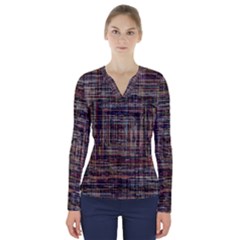 Unique Pattern V-neck Long Sleeve Top