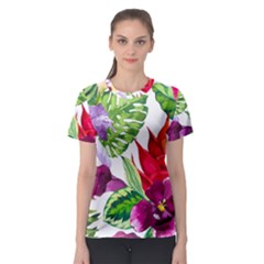 Vector Pattern Tropical Women s Sport Mesh Tee