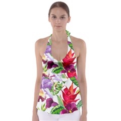 Vector Pattern Tropical Babydoll Tankini Top