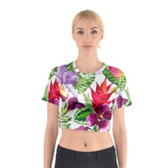 Vector Pattern Tropical Cotton Crop Top by Sapixe