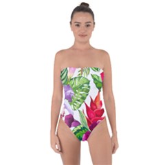 Vector Pattern Tropical Tie Back One Piece Swimsuit