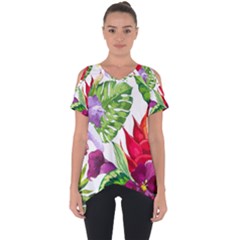 Vector Pattern Tropical Cut Out Side Drop Tee