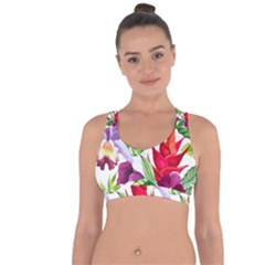 Vector Pattern Tropical Cross String Back Sports Bra