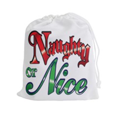 Vintage Christmas Naughty Or Nice Drawstring Pouches (xxl) by Sapixe