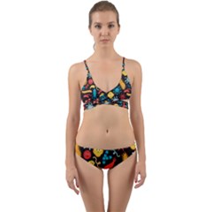 Virus Pattern Wrap Around Bikini Set