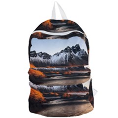 Vestrahorn Iceland Winter Sunrise Landscape Sea Coast Sandy Beach Sea Mountain Peaks With Snow Blue Foldable Lightweight Backpack