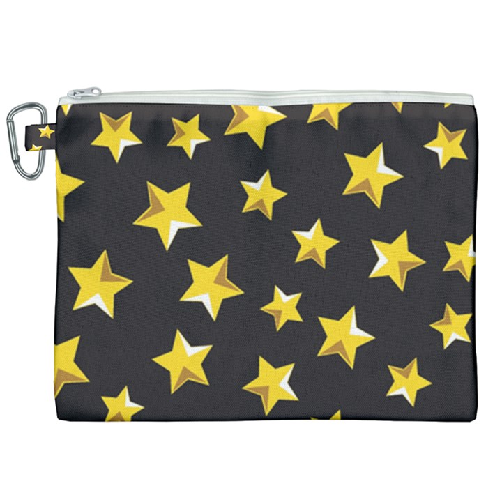 Yellow Stars Pattern Canvas Cosmetic Bag (XXL)