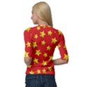 Yellow Stars Red Background Pattern Quarter Sleeve Raglan Tee View2