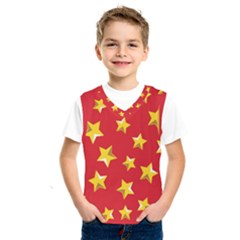 Yellow Stars Red Background Pattern Kids  Sportswear