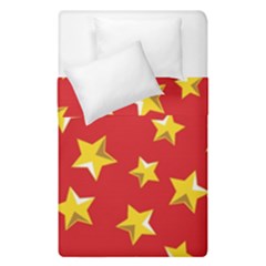 Yellow Stars Red Background Pattern Duvet Cover Double Side (single Size)