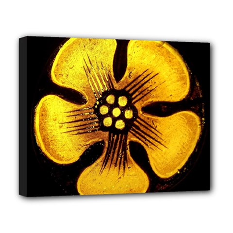 Yellow Flower Stained Glass Colorful Glass Deluxe Canvas 20  X 16   by Sapixe