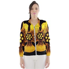 Yellow Flower Stained Glass Colorful Glass Wind Breaker (women) by Sapixe
