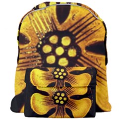 Yellow Flower Stained Glass Colorful Glass Giant Full Print Backpack by Sapixe