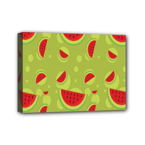 Watermelon Fruit Patterns Mini Canvas 7  X 5 