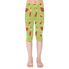 Watermelon Fruit Patterns Kids  Capri Leggings  by Sapixe