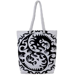 Ying Yang Tattoo Full Print Rope Handle Tote (small)