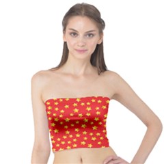 Yellow Stars Red Background Tube Top by Sapixe