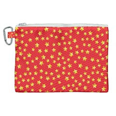 Yellow Stars Red Background Canvas Cosmetic Bag (xl)