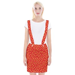 Yellow Stars Red Background Braces Suspender Skirt by Sapixe