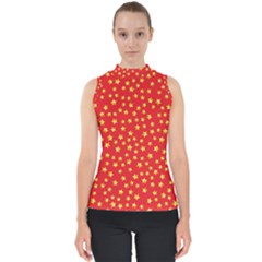 Yellow Stars Red Background Shell Top by Sapixe