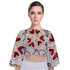 Loving Hearts Tie Back Butterfly Sleeve Chiffon Top by Art2City