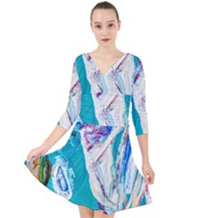 Marine On Balboa Island Quarter Sleeve Front Wrap Dress by bestdesignintheworld