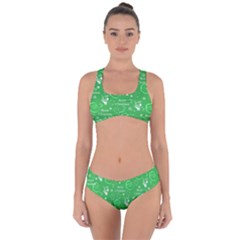 Santa Christmas Collage Green Background Criss Cross Bikini Set