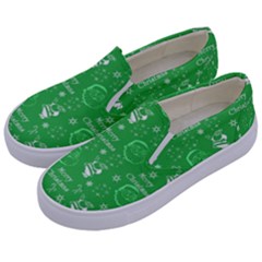 Santa Christmas Collage Green Background Kids  Canvas Slip Ons by Sapixe