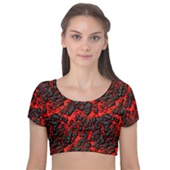 Volcanic Textures Velvet Short Sleeve Crop Top  by Sapixe